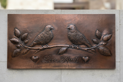 Lovebirds on Blossom Branch Copper Backsplash
