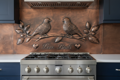 Love Birds Copper Backsplash Panel