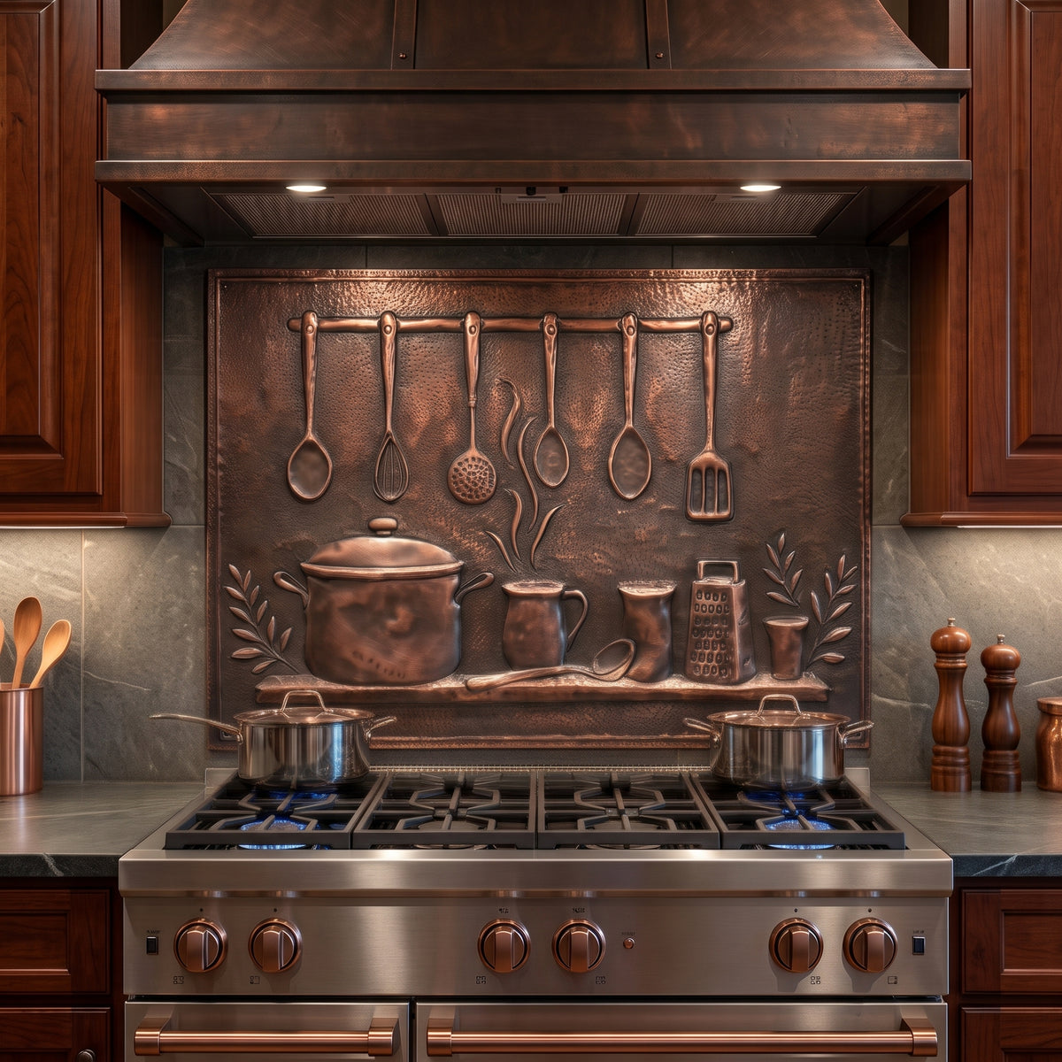 Kitchen Utensils Copper Backsplash