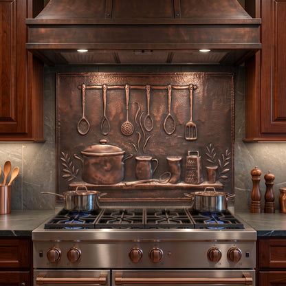 Kitchen Utensils Copper Backsplash