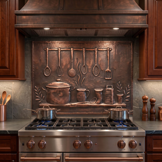 Kitchen Utensils Copper Backsplash