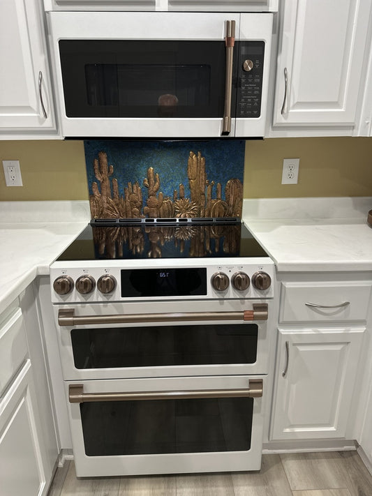 Cacti Blue Copper Kitchen Backsplash