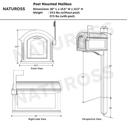 Post-Mounted Copper Letterbox