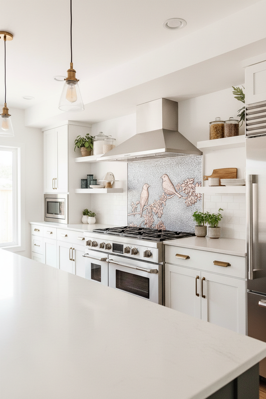 Metal Kitchen Backsplash Tile Birds - contemporary kitchen