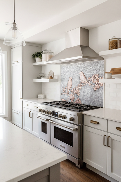 Metal Kitchen Backsplash Tile Birds - modern transitional kitchen