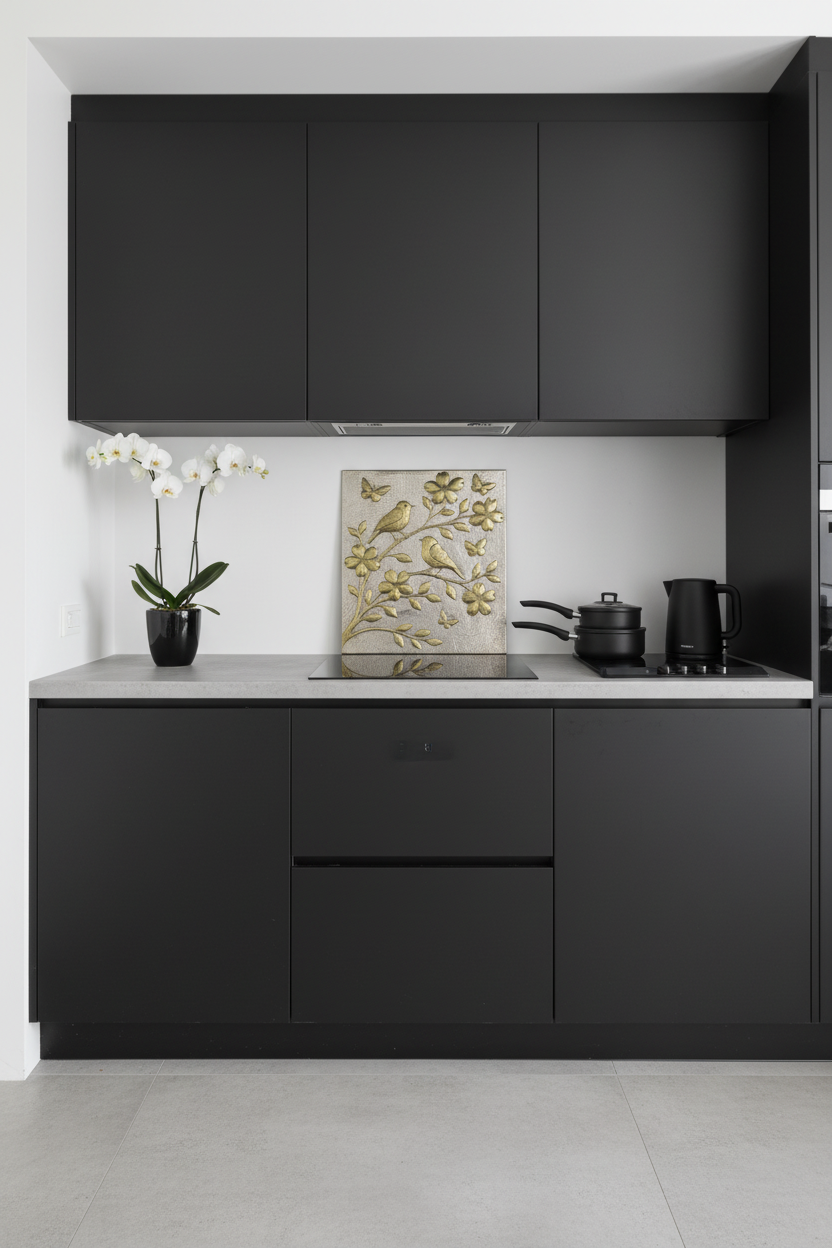 Modern minimalist kitchen contrast