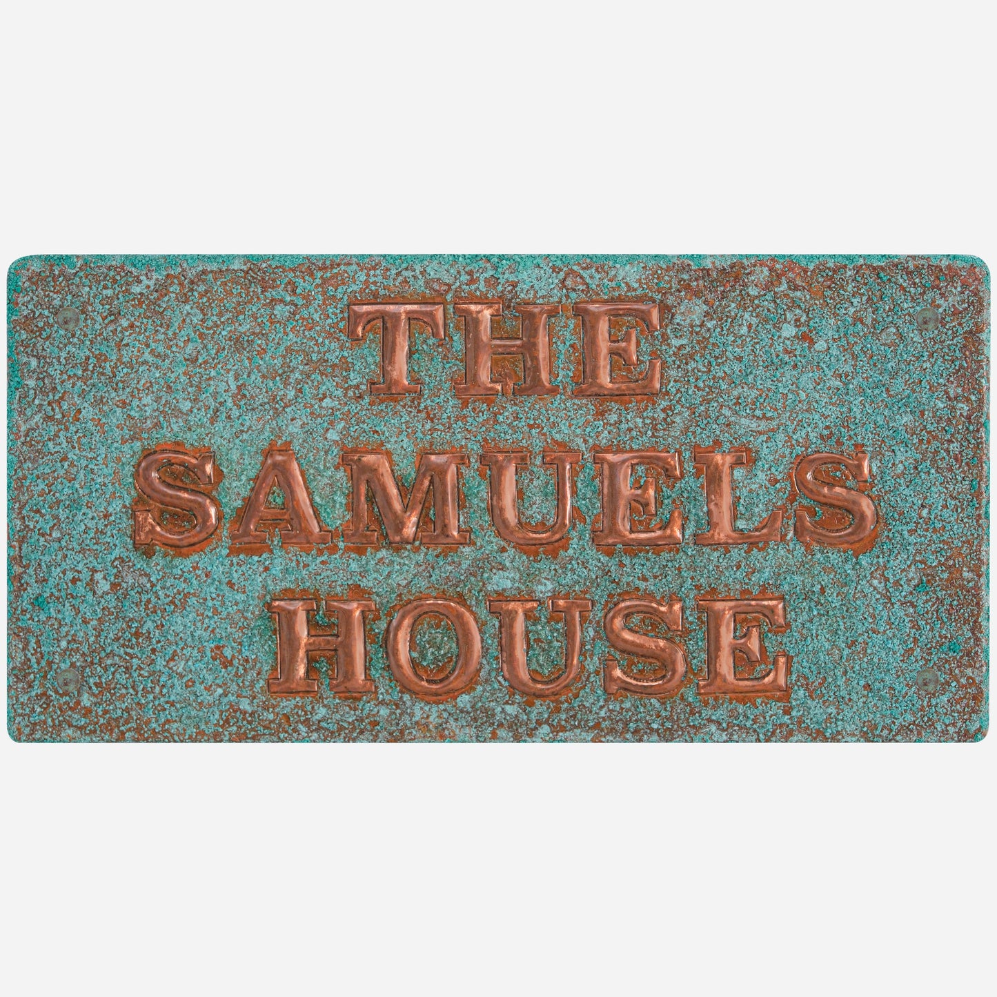 Green Patinated Copper Address Plaque