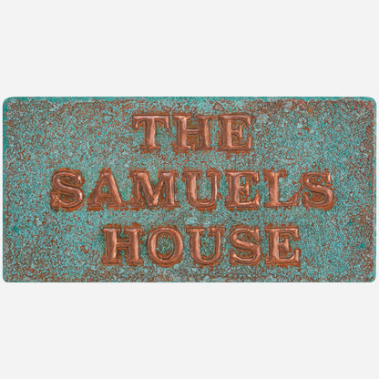 Green Patinated Copper Address Plaque