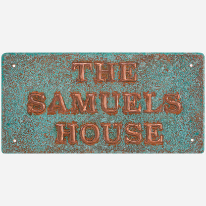 Green Patinated Copper Address Plaque