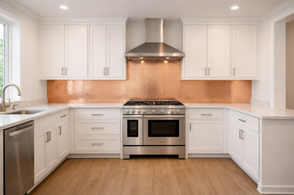 Natural Copper Panels — White Shaker Kitchen