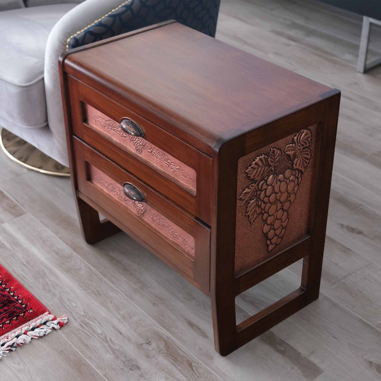 Copper Nightstand with 2-Drawer