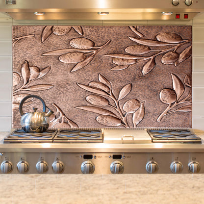 Olive Branches Copper Backsplash Tile