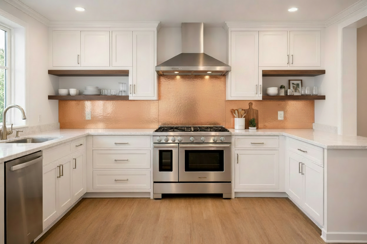 Open Shelving Back Panel — Natural Copper