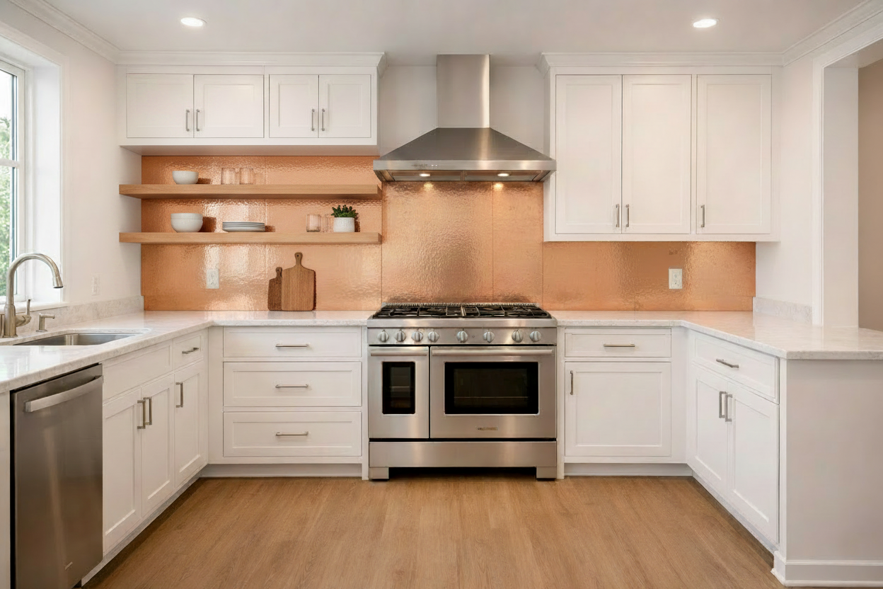 Open Shelving Back Panel — Natural Copper
