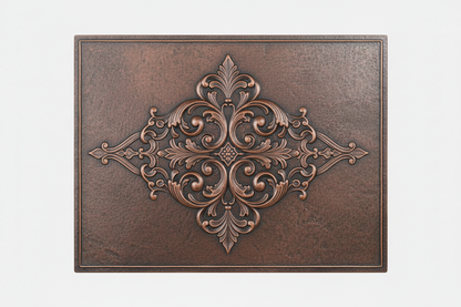 Ornate Scrollwork brown patina panel corrected