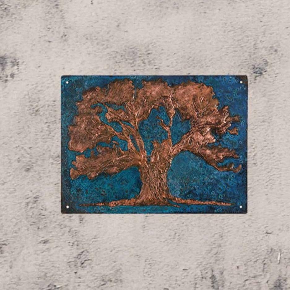 Copper Oak Tree Art Tile 11.9"x15.9" Blue - Natuross