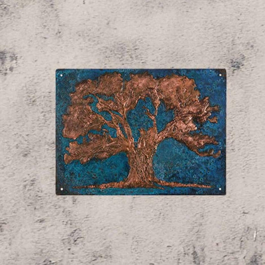 Copper Oak Tree Art Tile 11.9"x15.9" Blue - Natuross