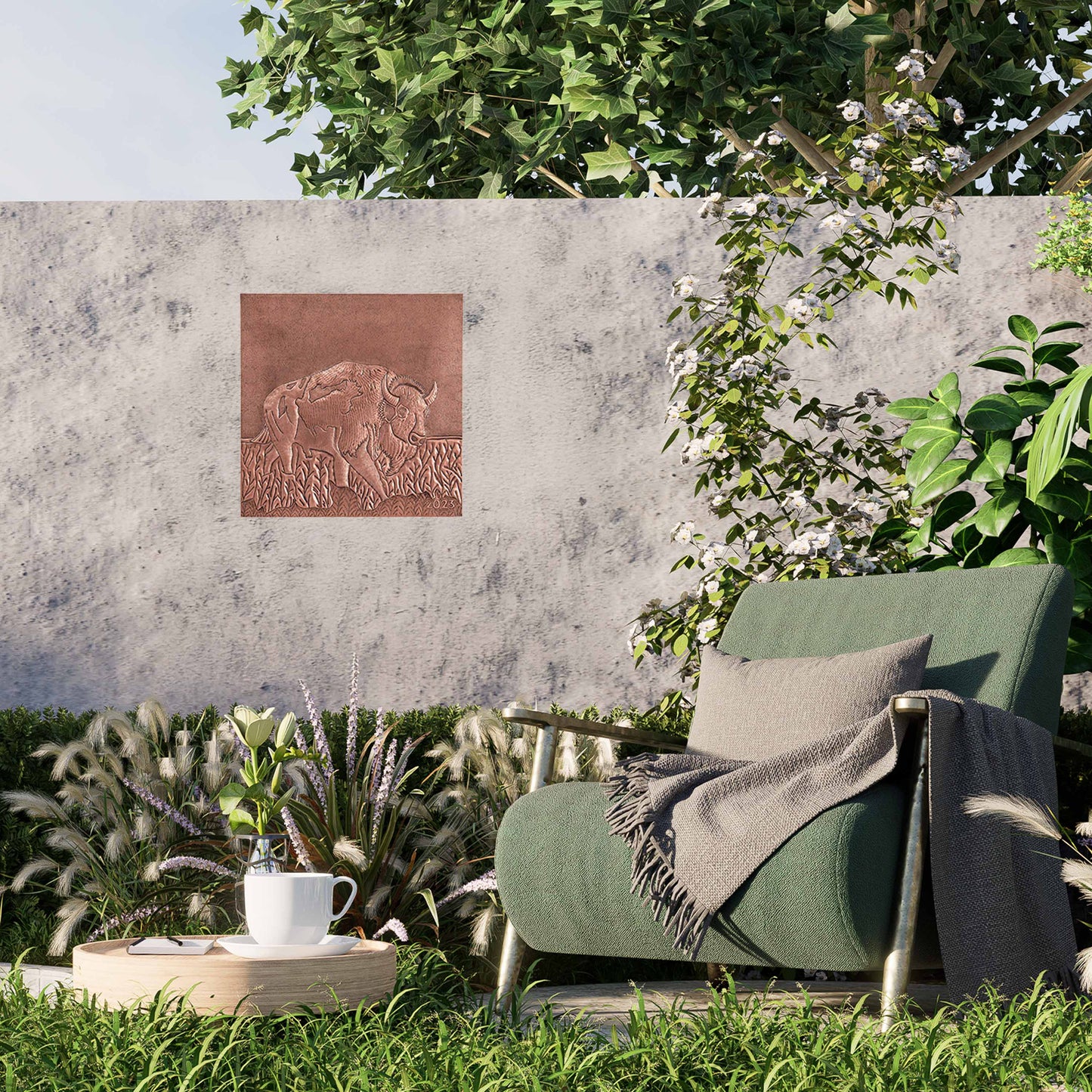 Copper Bison Wall Art 31.6"x31.5" - Natuross