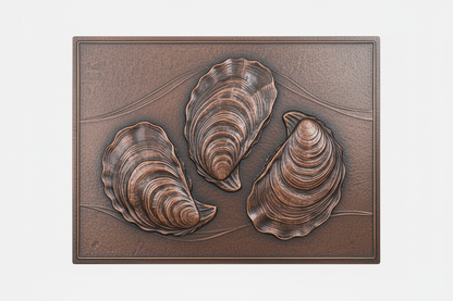 Oyster Relief clean brown patina panel