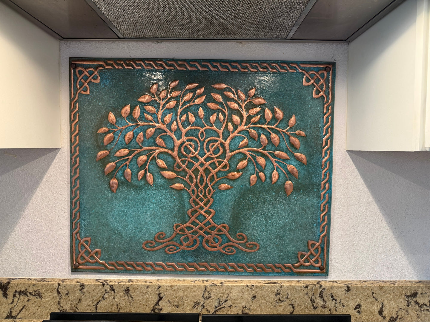 Tree of Life Copper Backsplash — Green Copper