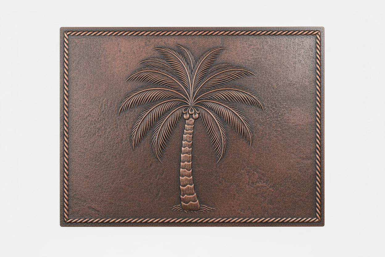 Palm Tree brown patina panel