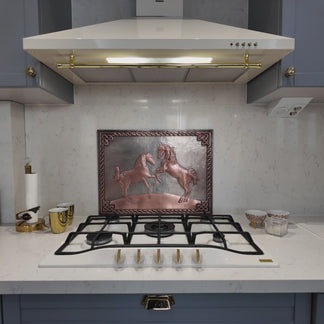 Ranch-Style Kitchen Backsplash Tile - Copper Horses - Gray & Copper ...