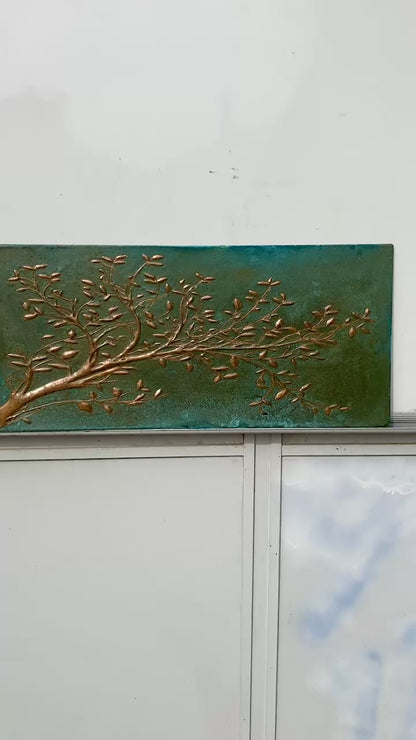 Green Verdigris Copper Tree Branches Backsplash
