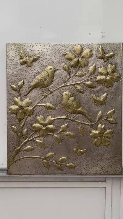 Birds & Blossoms Brass Backsplash