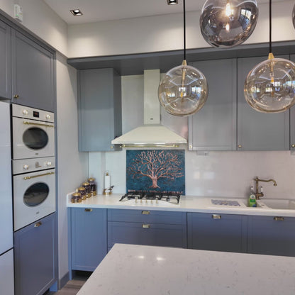 Nature-Inspired Kitchen Backsplash Tile – Copper Tree of Nature – Blue Patina
