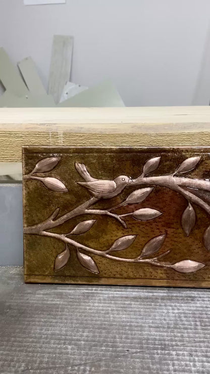 Birds on Tree Branches Fire Copper Backsplash