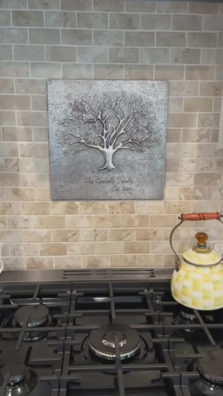 Eternal Tree Copper Backsplash in Gray