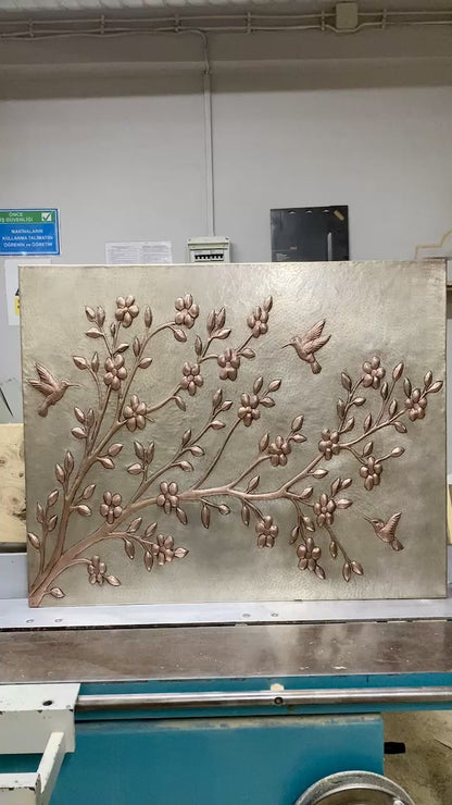 Tree Branch with Hummingbirds Copper Backsplash