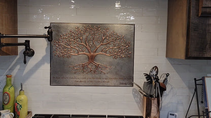 Gray & Copper Tree With Roots Backsplash