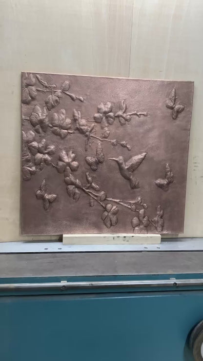 Dogwood Branches Copper Backsplash Tile