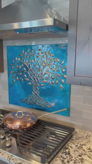 Celtic Tree of Life Copper Backsplash — Natural Copper