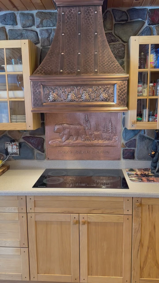Bear Family Copper Kitchen Backsplash — Personalized