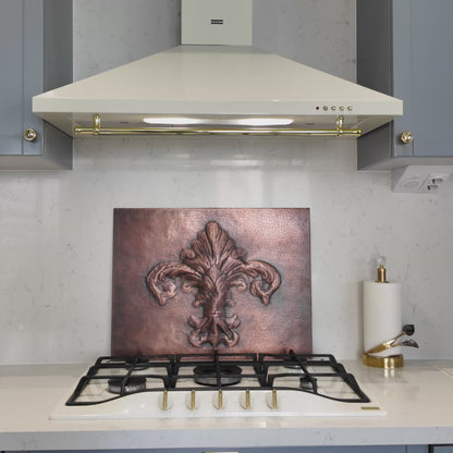 French Country Kitchen Backsplash Tile - Copper Fleur De Lys - Brown Patina
