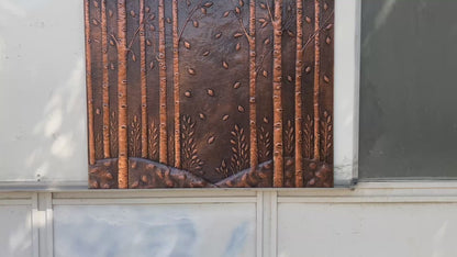 Whispering Birch Grove Copper Kitchen Backsplash
