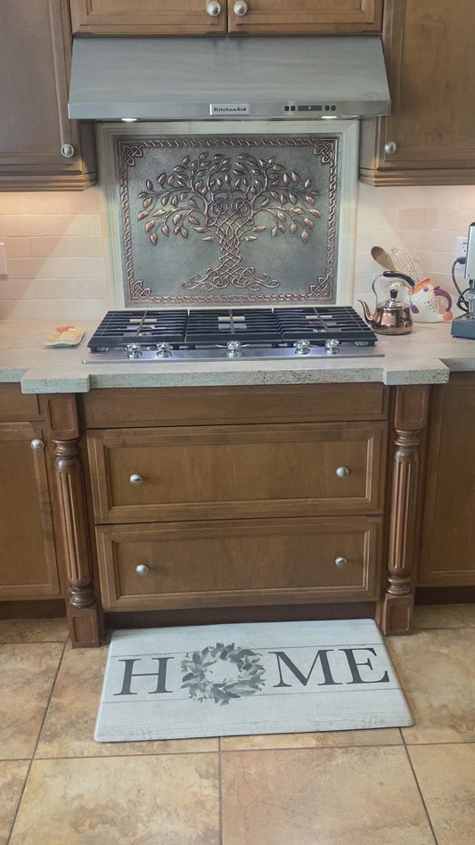 Celtic Kitchen Backsplash Tile - Copper Tree of Life - Gray & Copper