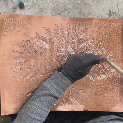 Gray Tree With Roots Copper Backsplash