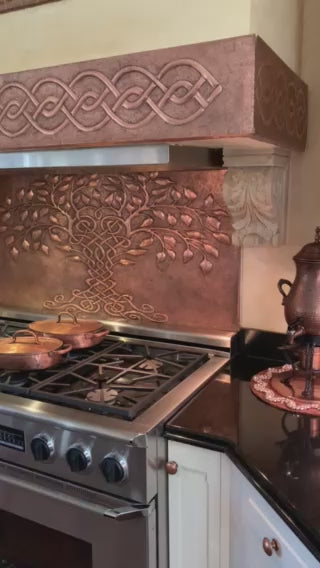 Copper Range Hood Panels — Handmade 3-Piece Decorative Cladding for Kitchens
