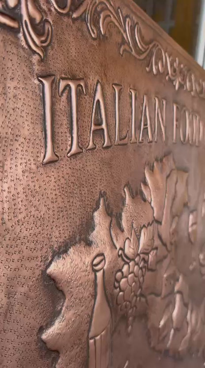 Italian Food Map Copper Kitchen Backsplash – Embossed Culinary Wall Art
