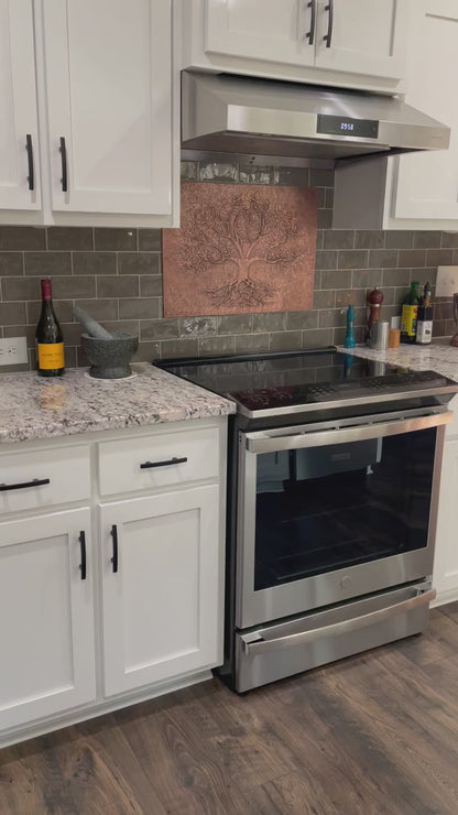 Copper Tree With Roots Backsplash