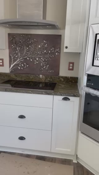 Rustic Brown Copper Tree Branches Backsplash