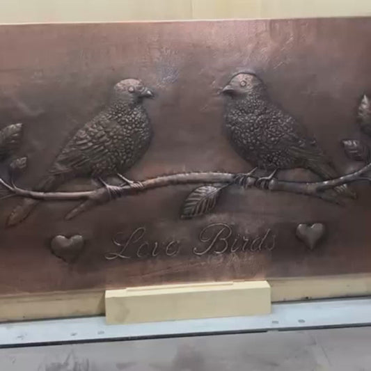 Love Birds Copper Backsplash Panel