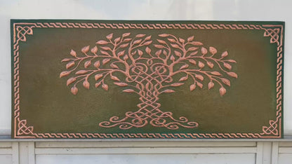 Tree of Life Copper Backsplash — Green Copper