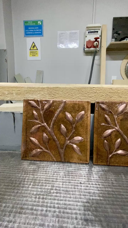 Birds on Tree Branches Fire Copper Backsplash