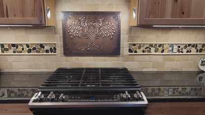 Brown Tree of Life Copper Backsplash