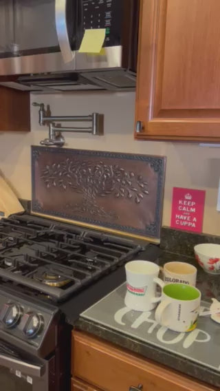 Brown Tree of Life Copper Backsplash