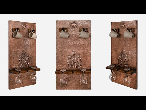 Copper Coffee Mug Holder and Wine Glass Rack (Customizable)